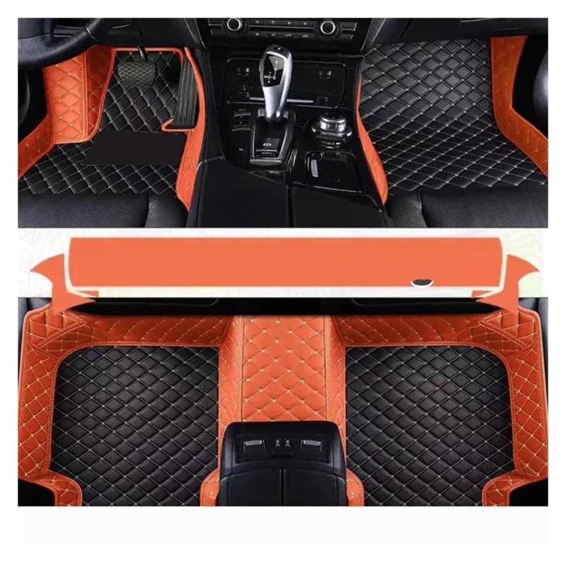 rutschfeste Fussmatten Auto-Fußmatten Für Peugeot Für 206CC Für 206 CC T16 2000~2008 Ledermatten Teppiche Schutzpolster-Set Innenteile Autozubehör Autoteppich(Black and orange) von DZSHONGXINSM