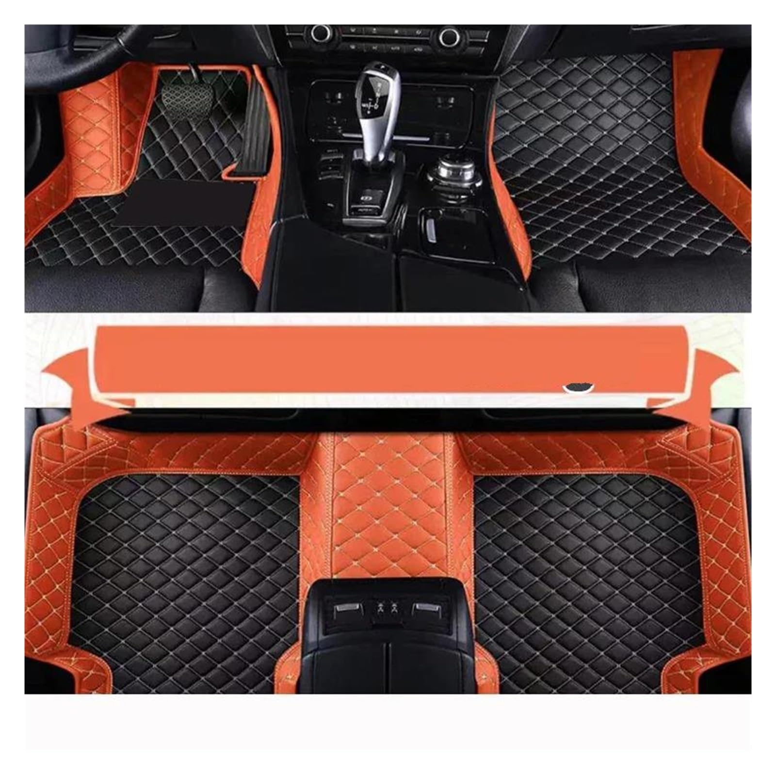 rutschfeste Fussmatten Auto-Fußmatten Für VW Für T-ROC Für A11 AC7 2018 2019 2020 Wasserdicht Tapete Automotivo para Carro Auto-Matten Autozubehör Autoteppich(Black and orange) von DZSHONGXINSM