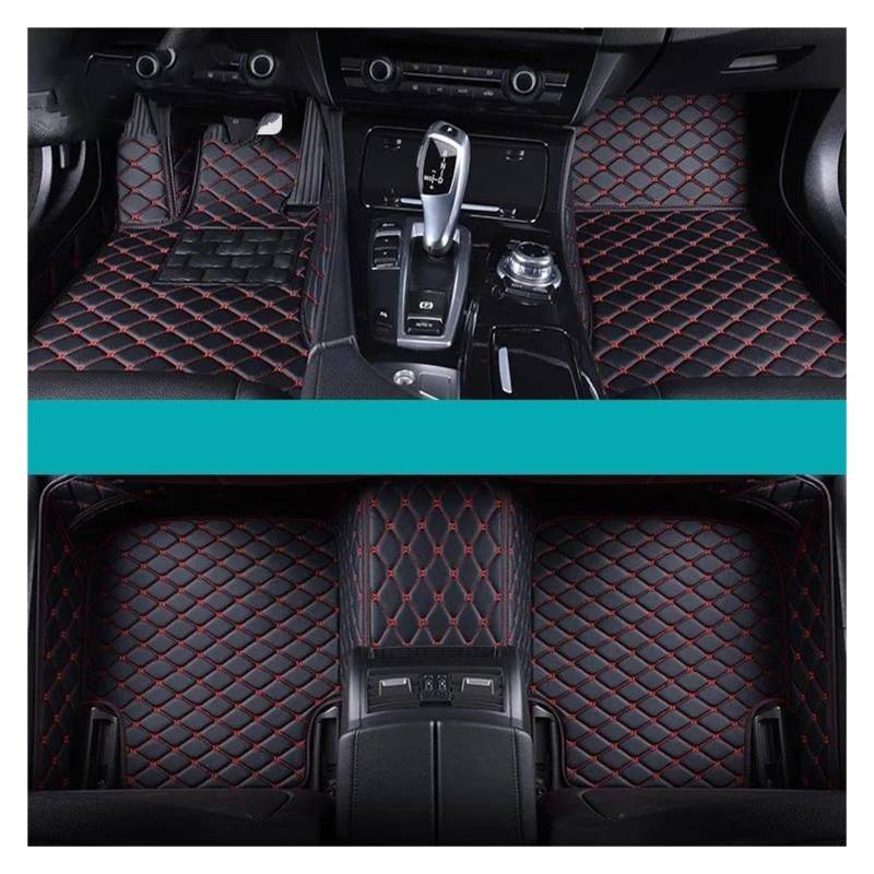 rutschfeste Fussmatten Custom Car Fußmatten Für VW Für Tiguan 2007-2016 Auto Teppiche Fuß Coche Zubehör Autoteppich(Schwarz Rot) von DZSHONGXINSM