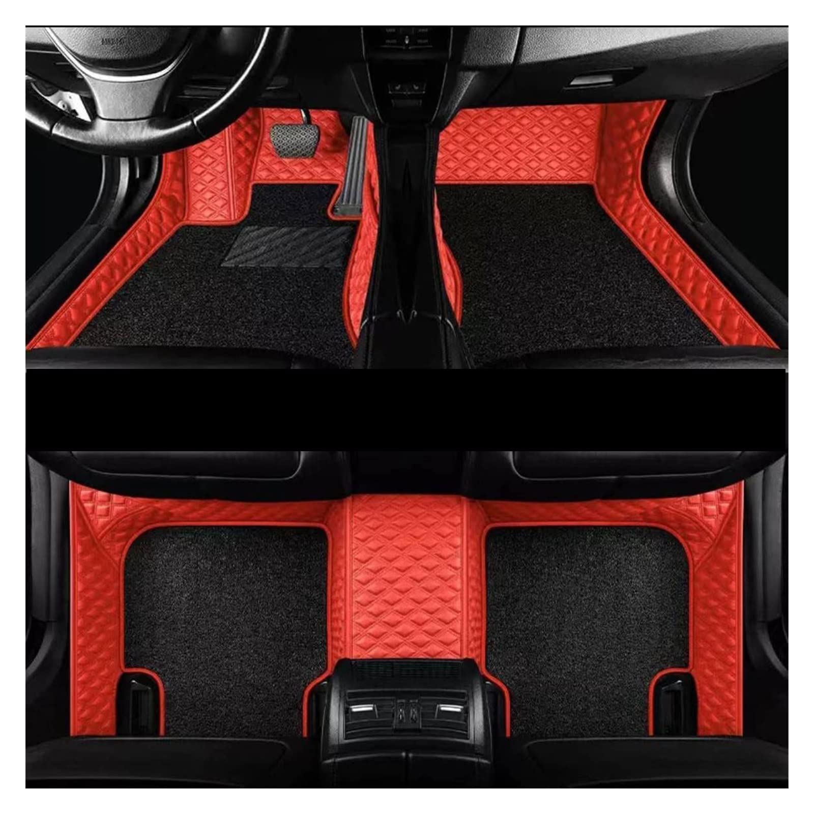 Auto Fussmatten Auto-Fußmatten Für Civic 2021 2020 2019 2018 2017 2016 Autoteppiche Zubehör Innenausstattung Custom Pads Wasserdicht Auto Matten(Red Black Double) von DZSJHGFDD