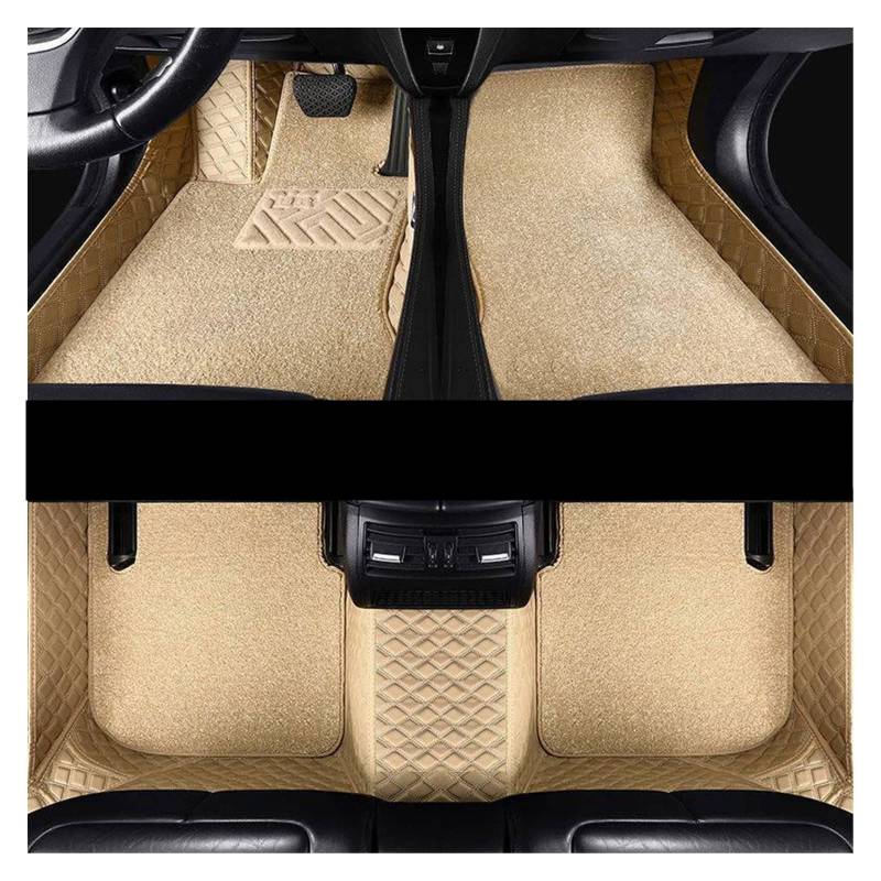 Auto Fussmatten Auto-Fußmatten Für Kia Für K5 Für Optima 2020 Teppiche Kunstleder wasserdichte Fußpolster Teppiche Auto Custom Interior Zubehör Auto Matten(Beige Double Layer) von DZSJHGFDD