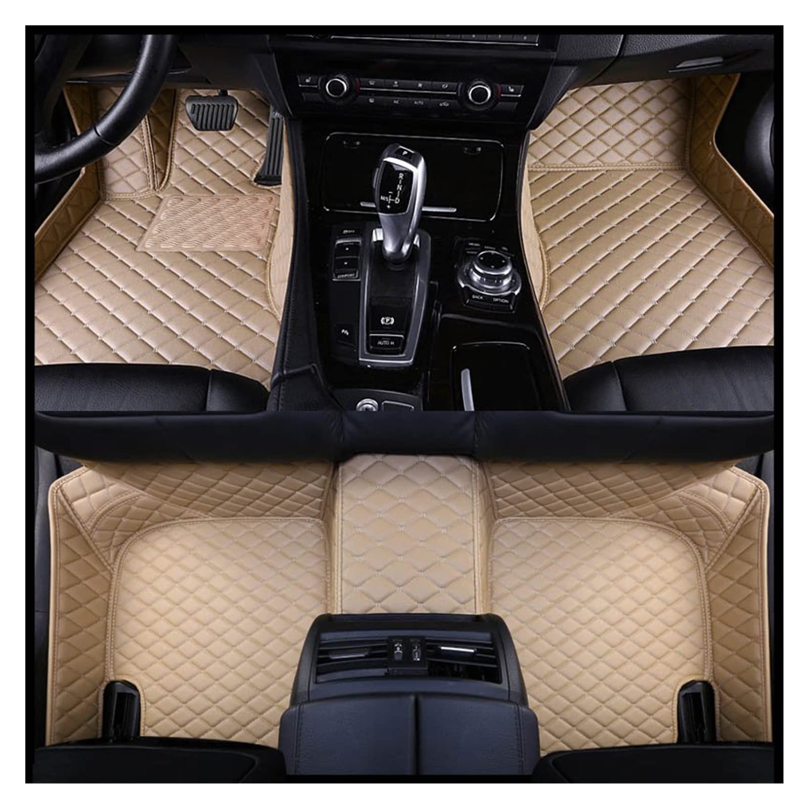 Auto Fussmatten Auto-Fußmatten Für VW Für Touareg 2002-2021 Coche Zubehör Autoteppiche Auto-Styling Auto Matten(Beige) von DZSJHGFDD