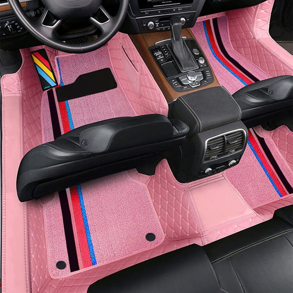 Auto Fussmatten Auto-Fußmatten-Zubehör Innenraum Custom ECO Für E60 2004 2005 2006 2007 2008 2009 2010 2 Reihen Fünf Sitze Auto Matten(Pink 1) von DZSJHGFDD