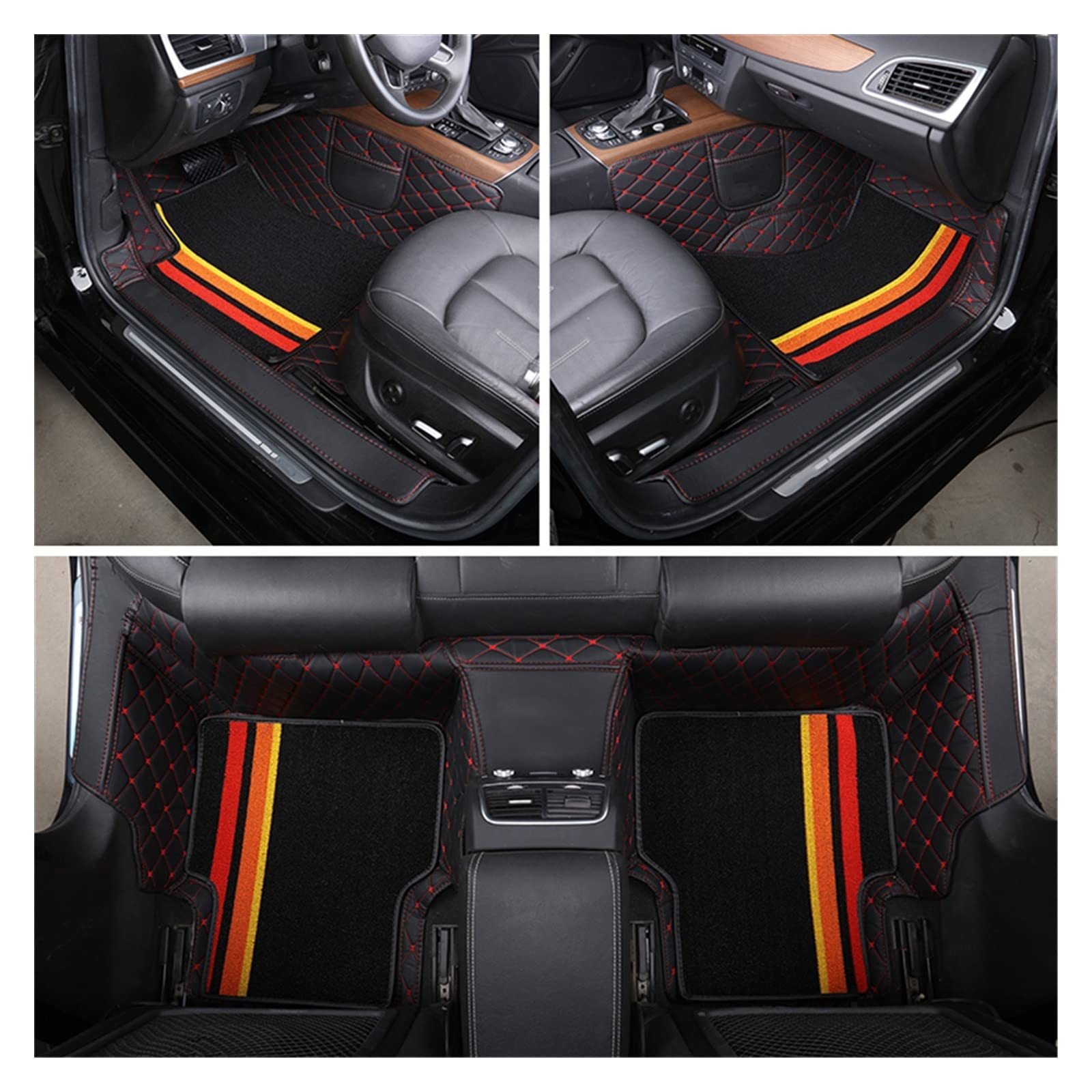 Auto Fussmatten Auto-Fußmatten-Zubehör Innenraum ECO-Material Custom Für Grauer Teppich E46 E60 E39 F30 E36 F10 Für 2 Reihen Fünf Sitze Auto Matten(Black1) von DZSJHGFDD