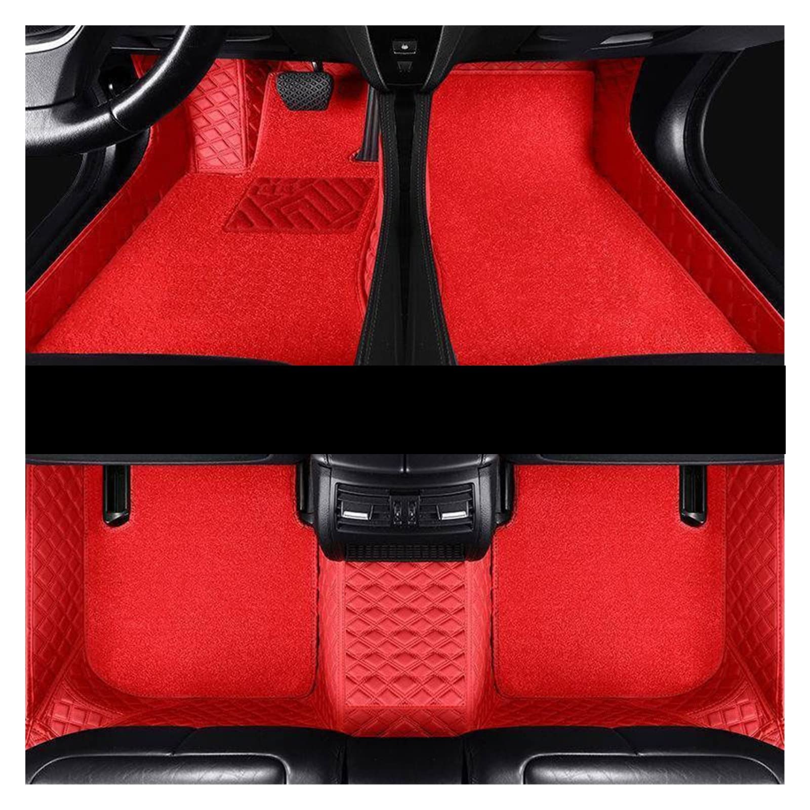 Auto Fussmatten Für Für Kadjar 2015 2016 2017 2018 2019 Auto Fußmatten Custom Fit Leder Teppiche Dash Teppiche Zubehör Auto Matten(Red Double) von DZSJHGFDD