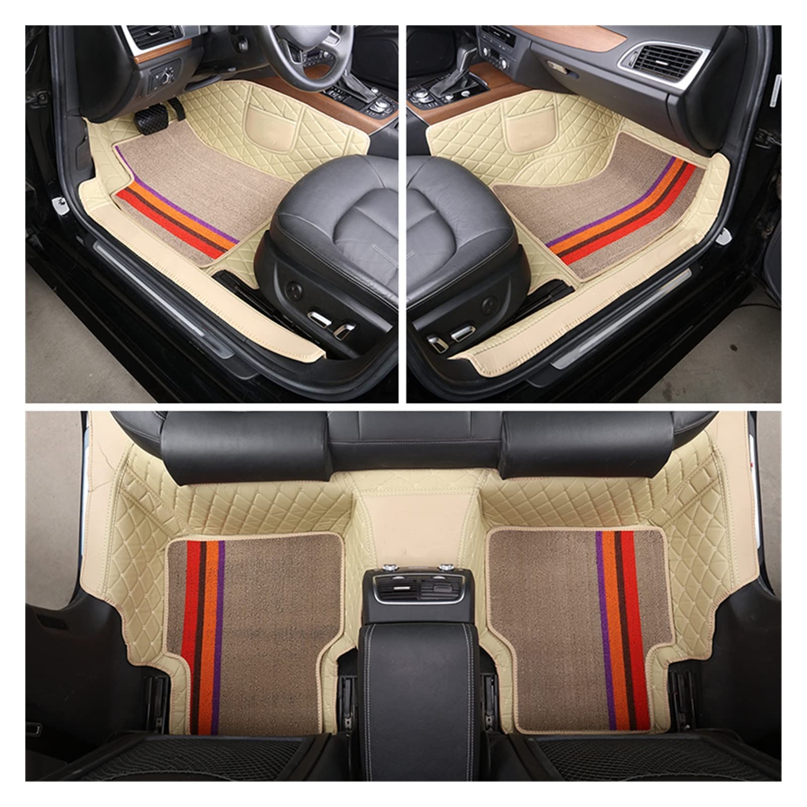 Auto Fussmatten Maßgeschneiderte Auto-Fußmatte ECO-Material Für 98% 5-Sitzer-Auto Für A4 Für A6 Rechts-Linkslenker Auto Matten(Beige) von DZSJHGFDD