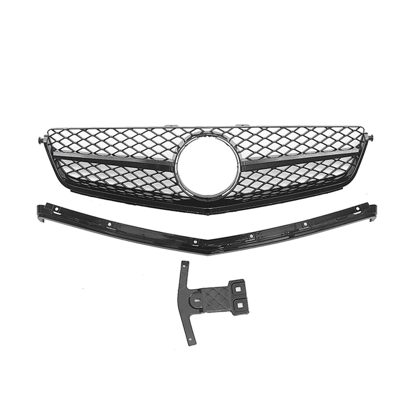 Frontgrill Für Mercedes Für Benz 2008-2011 W204 C-Klasse C63 AMG Mit Rahmenverkleidung Auto Obere Stoßstangenhaube Mesh Nieren Kühlergrill von DZSJUNCHENSM