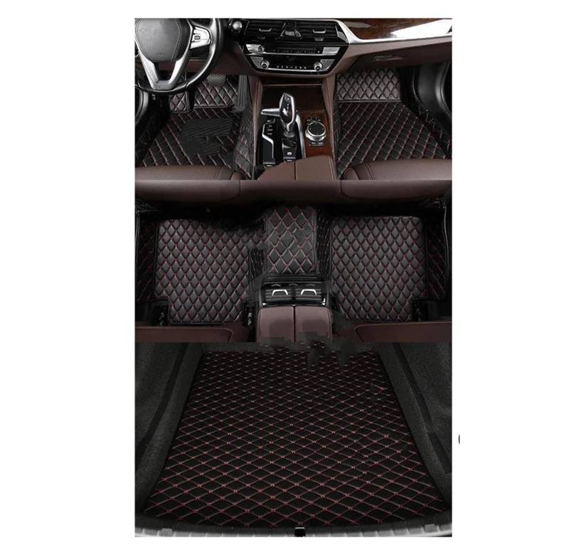 Autoteppich Auto-Bodenmatte Für Mercedes Für Benz Für GLK 2008-2014 Innenausstattung Teppich Kofferraummatte Antirutschmatte Auto(Schwarz Rot) von DZSLLOOI