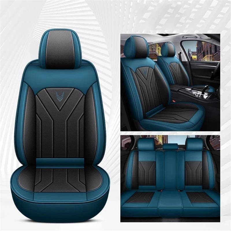 DZSLLOOI Pkw-Sitzbezug Autositzbezug Leder Für Hummer Für H2 H3 Auto Styling Autozubehör Auto-Sitzschoner(Schwarz Blau) von DZSLLOOI