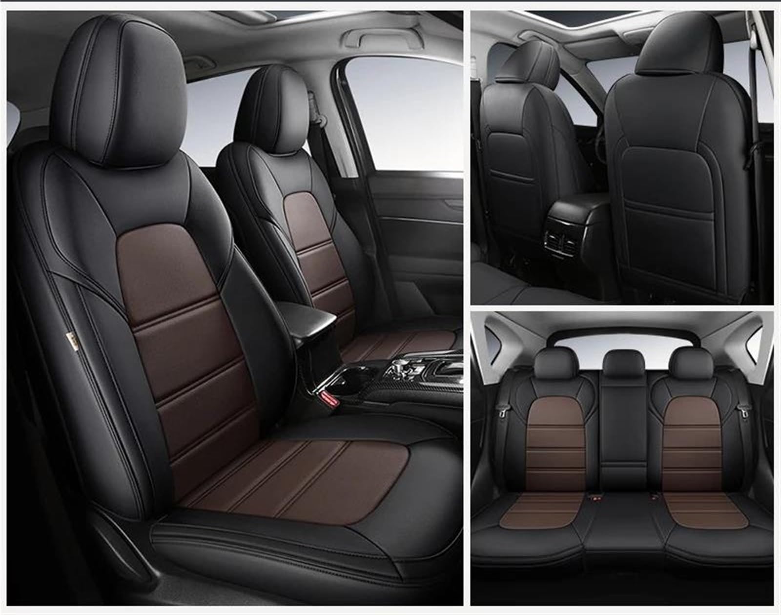 DZSLLOOI Pkw-Sitzbezug Benutzerdefinierte Autositzbezug Für Kadjar Für Fluence Für Captur Für Talisman Für Keleos Für Scenic Leder Auto Interieur Auto-Sitzschoner(Black Coffee) von DZSLLOOI