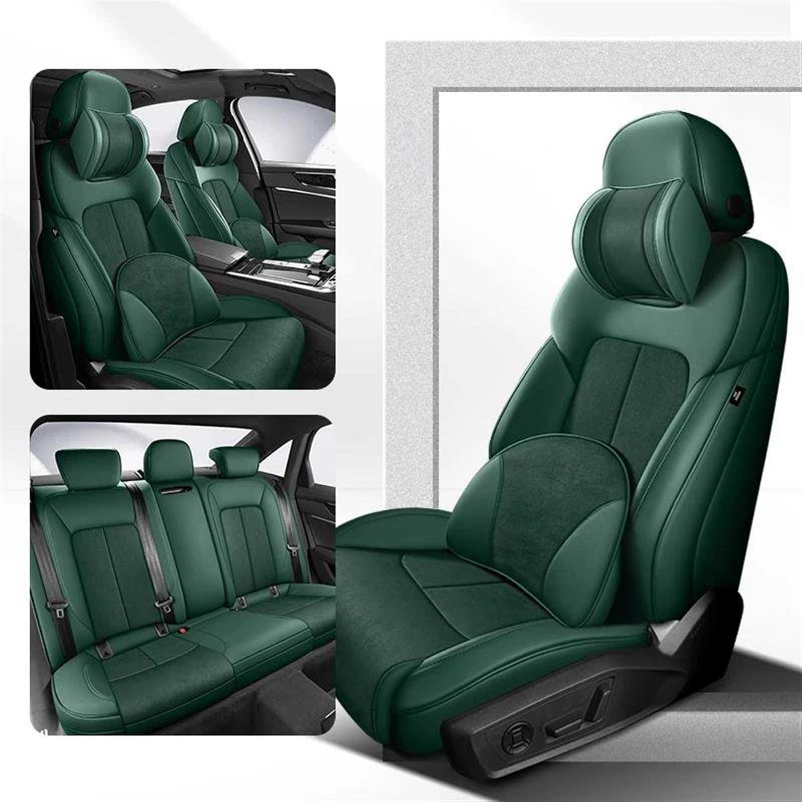 DZSLLOOI Pkw-Sitzbezug Benutzerdefinierte Leder All Inclusive Autositzbezug Für VW Für Golf 4 5 7 8 Für Golf GTI Auto Innenschutz Auto-Sitzschoner(Green A) von DZSLLOOI