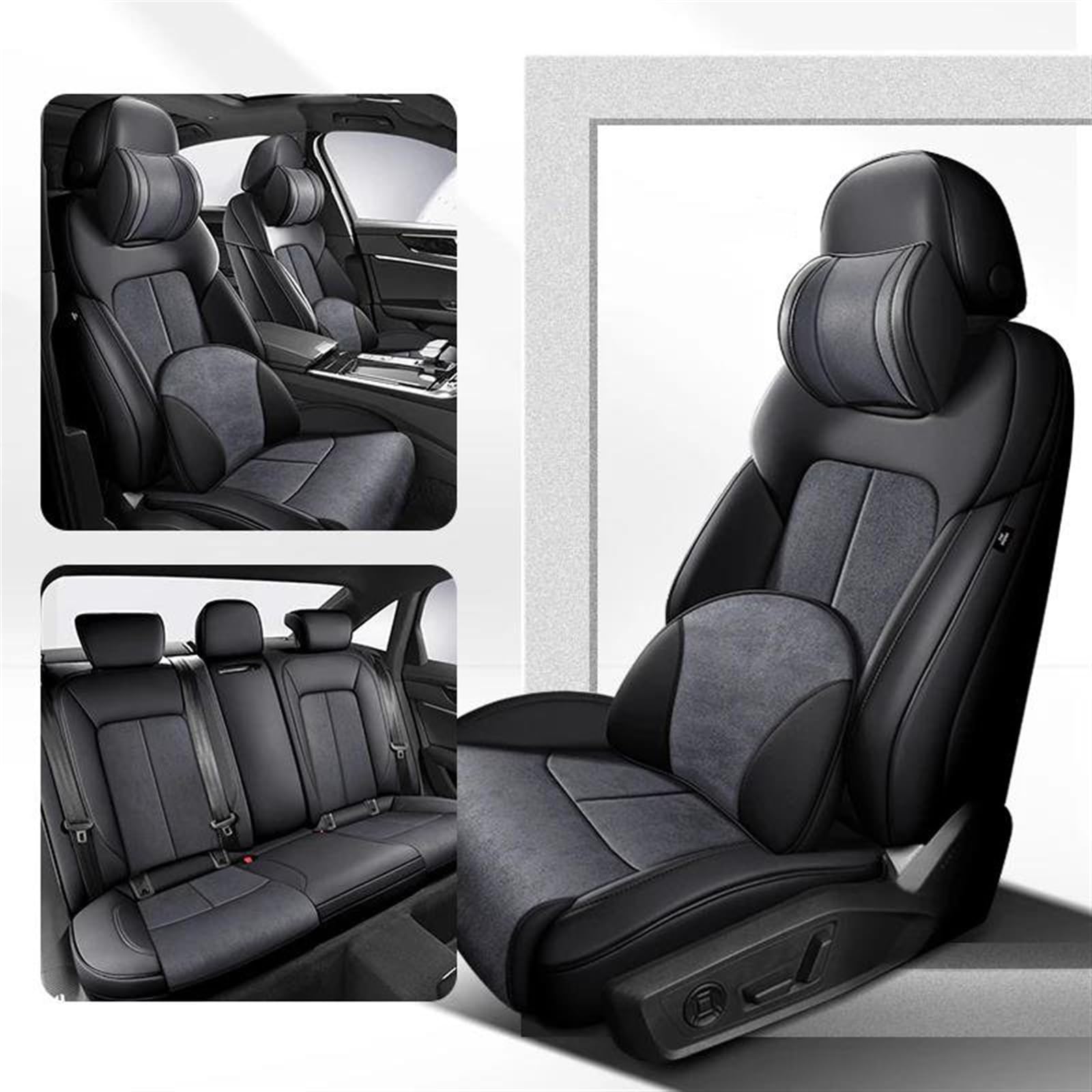 DZSLLOOI Pkw-Sitzbezug Benutzerdefinierte Leder All Inclusive Autositzbezug Für VW Für Golf 4 5 7 8 Für Golf GTI Auto Innenschutz Auto-Sitzschoner(Grey A) von DZSLLOOI