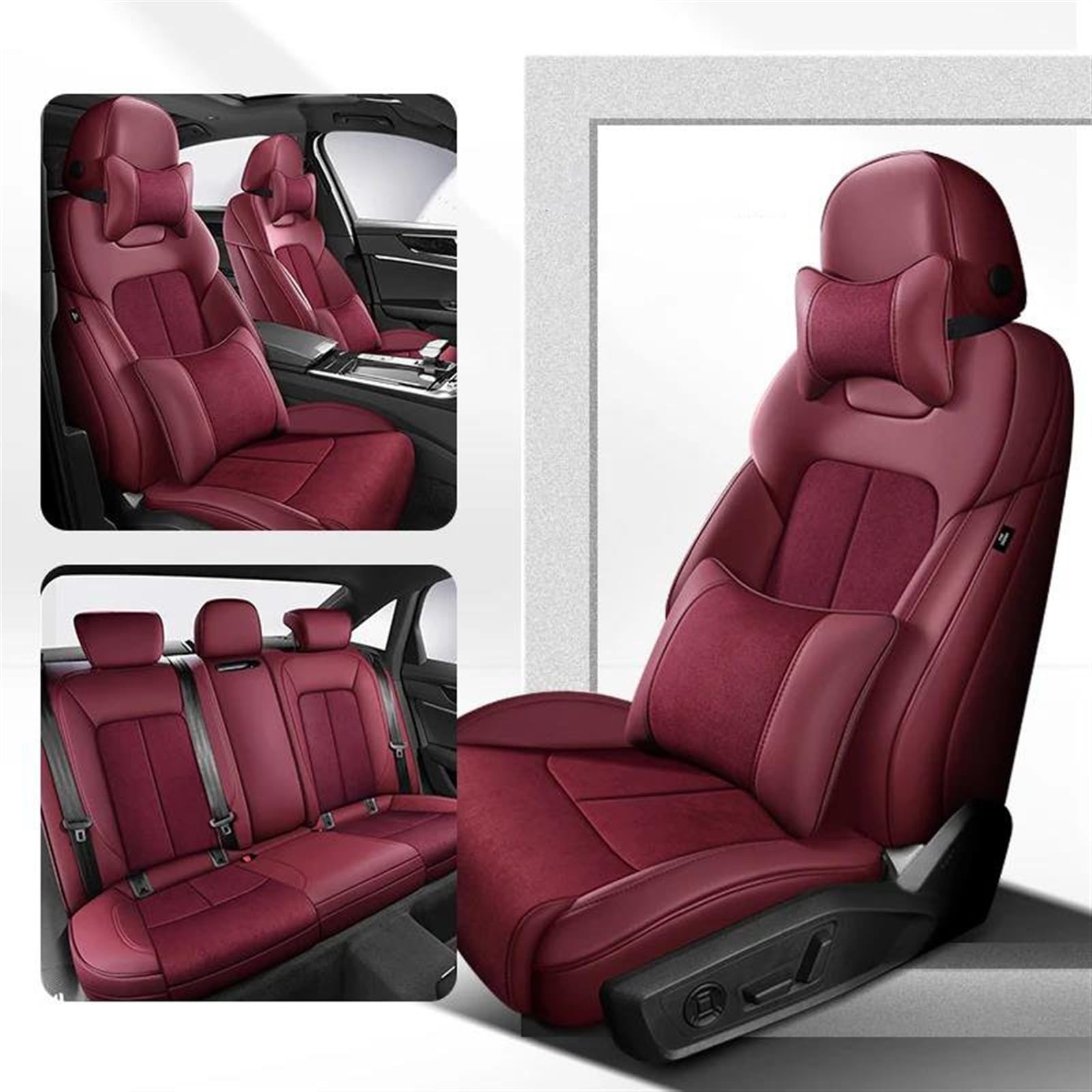 DZSLLOOI Pkw-Sitzbezug Benutzerdefinierte Leder All Inclusive Autositzbezug Für VW Für Golf 4 5 7 8 Für Golf GTI Auto Innenschutz Auto-Sitzschoner(Wine red A) von DZSLLOOI