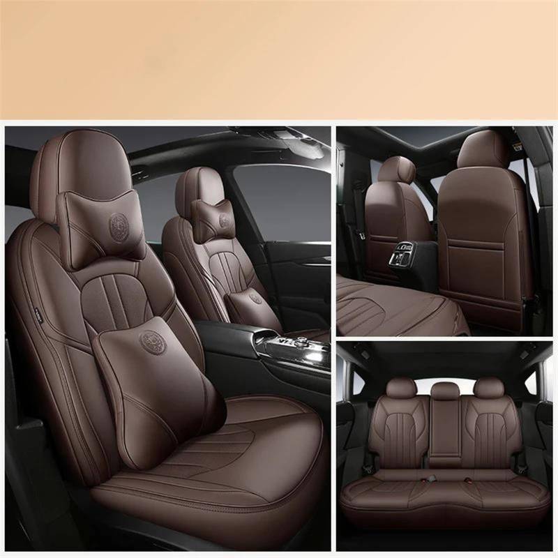 DZSLLOOI Pkw-Sitzbezug Luxus Custom Full Set Autositzbezüge Für X5 2004 2005 2006 Leder Innen Auto Sitzschutz Auto-Sitzschoner(Coffee A) von DZSLLOOI