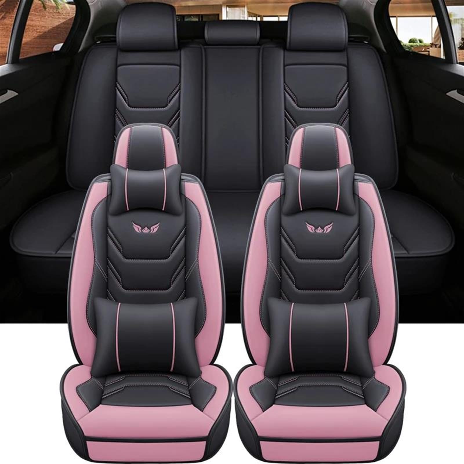 DZSLLOOI Pkw-Sitzbezug Universal Auto Sitz Abdeckung Für Yaris Für Kreuz Für Vectra Für A3 Für Yeti Für Golf Für G5 Innenräume Auto Schutz Auto-Sitzschoner(Pink A) von DZSLLOOI