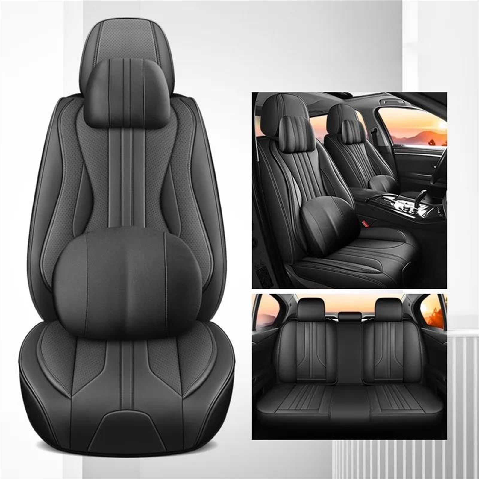 DZSLLOOI Pkw-Sitzbezug Universal Auto Sitzbezüge Vollen Satz Für Golf 4 5 6 7 8 Für A4 B8 A3 8P A7 4L Für X5 E70 E39 X3 Für Jetour Für X70 Auto-Sitzschoner(Black A) von DZSLLOOI