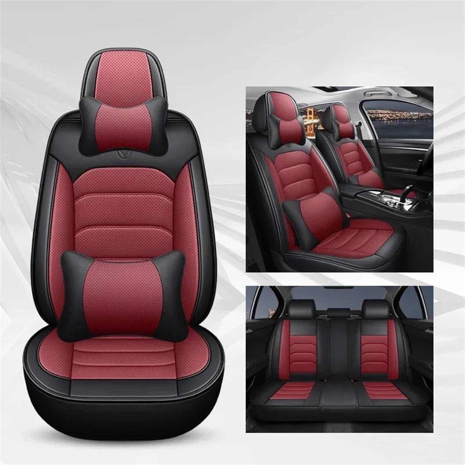 DZSLLOOI Pkw-Sitzbezug Universal Auto Sitzbezug Für Ford Für Fiesta Für Fusion Für Mondeo Für Taurus Für Mustang Für Territory Für Kuga Auto-Sitzschoner(Black red A) von DZSLLOOI