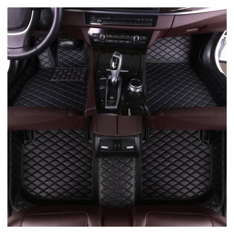 Fußmatten Benutzerdefinierte Auto Luxus Leder Auto Bodenmatte für G30 2020 2021 2022 Auto Matte Full Set Wasserdichtes Zubehör Autofußmatten(Voll schwarz) von DZSLLOOI