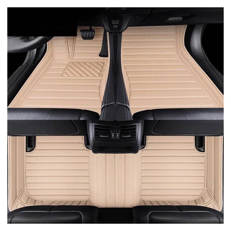 Fußmatten Kunstleder-Auto-Bodenmatte für Volvo für XC90 2010-2022 Autozubehör Autofußmatten(Beige 5 seat) von DZSLLOOI