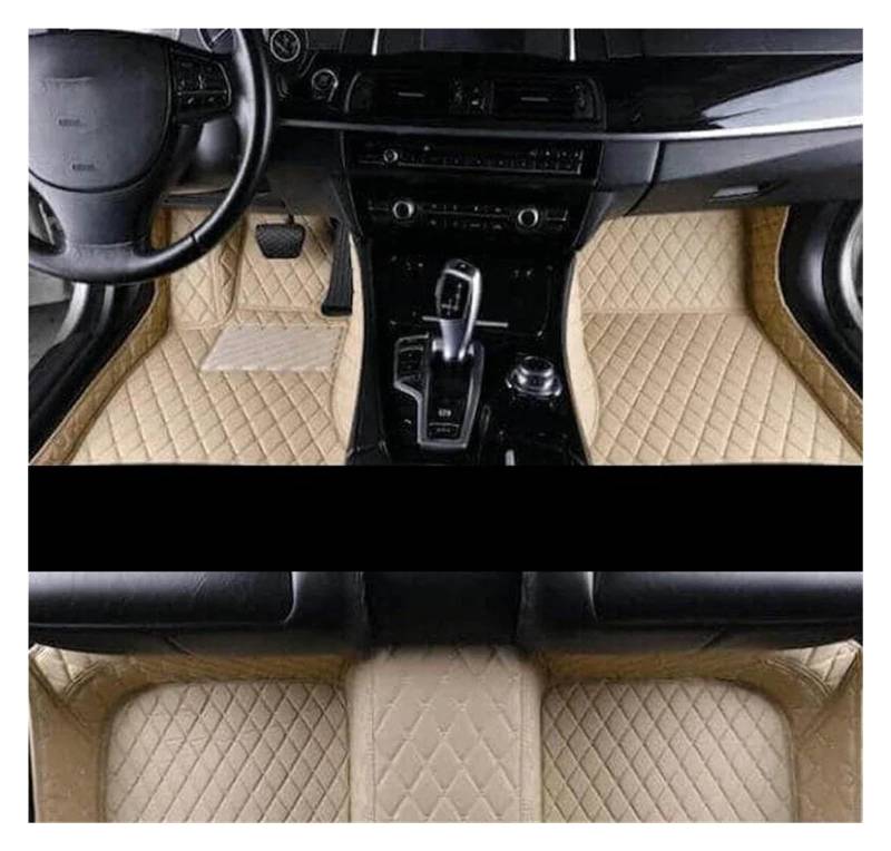 Fußmatten Leder-Auto-Fußmatten für Mini 2-Türer 2014 2015 2016 2017 2018 1 Satz Automobil-Teppich-Teppiche Fußpolster Autofußmatten(Beige,RHD) von DZSLLOOI