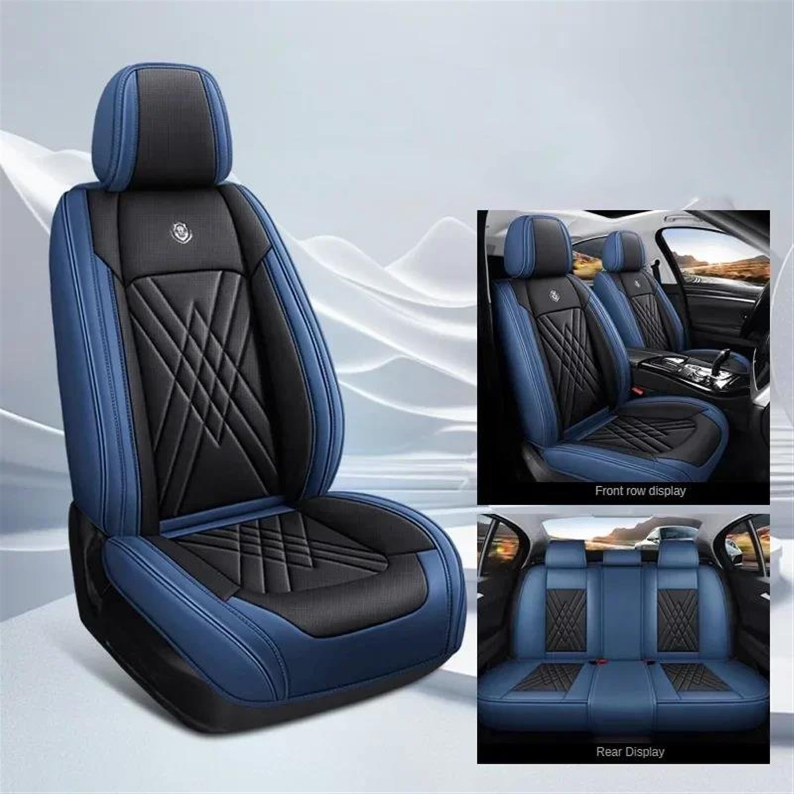 Pkw-Sitzbezug Universal Style 3D Autositzbezüge Für Suzuki Für Swift Für Peugeot 307 308 Für Megane 3 Innensitzschutz Auto-Sitzschoner(Schwarz Blau) von DZSLLOOI