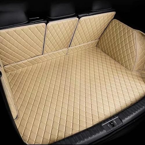 Auto Leder Kofferraummatten Kofferraummatte Für X5 F15 F85 2014-2018 5-Sitzer Cargo-Liner Zubehör Innenraum Kofferraum Schutzmatten(BEIGE 3D) von DZSMACHENGSM