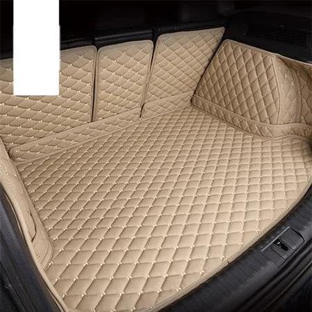 Auto Leder Kofferraummatten Maßgeschneiderte Kofferraummatte Für FIAT Für Freemont 2012–2018, wasserdichte Kofferraumteppiche, Cargo-Liner-Matten, Autozubehör Schutzmatten(Beige) von DZSMACHENGSM