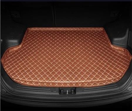 Auto Leder Kofferraummatten Maßgeschneiderte Kofferraummatte Für Infiniti QX70 2013 2014 2015 2016 2017. Autozubehör-Gepäckraummatte Schutzmatten(Brown high Side) von DZSMACHENGSM