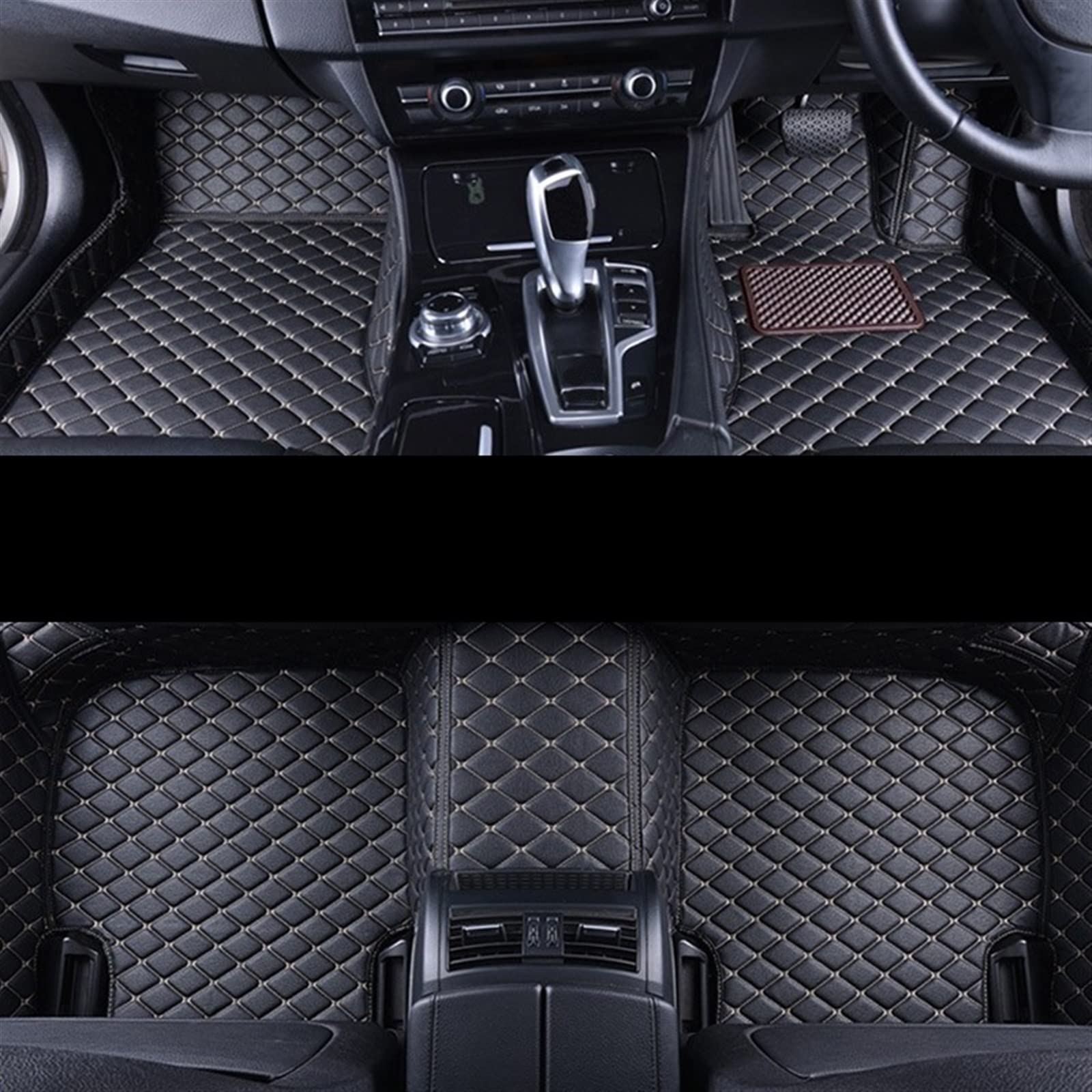 Fußmatten RHD Custom Car Fußmatten Teppiche Für Toyota Für Hilux Für Revo 2018 2017 2016 2015 Auto Lederteppiche(RHD 3pcs blk beige) von DZSMACHENGSM