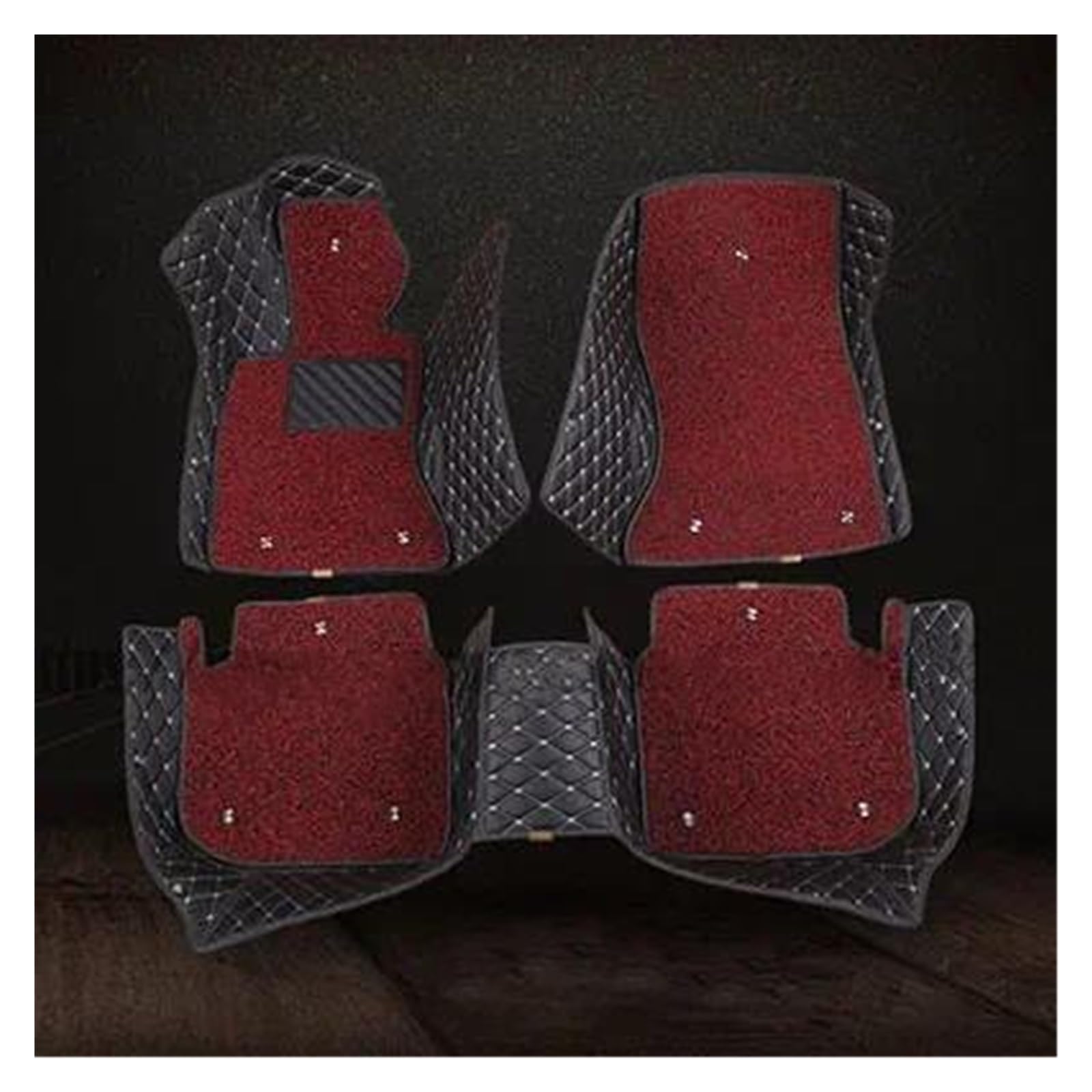 Fußmatten Zweilagige Individuelle 3D-Autofußmatten Für 5er-Serie Für G30 2017-2023 Innenausstattung rutschfeste Fussmatten(Schwarz Rot) von DZSMACHENGSM