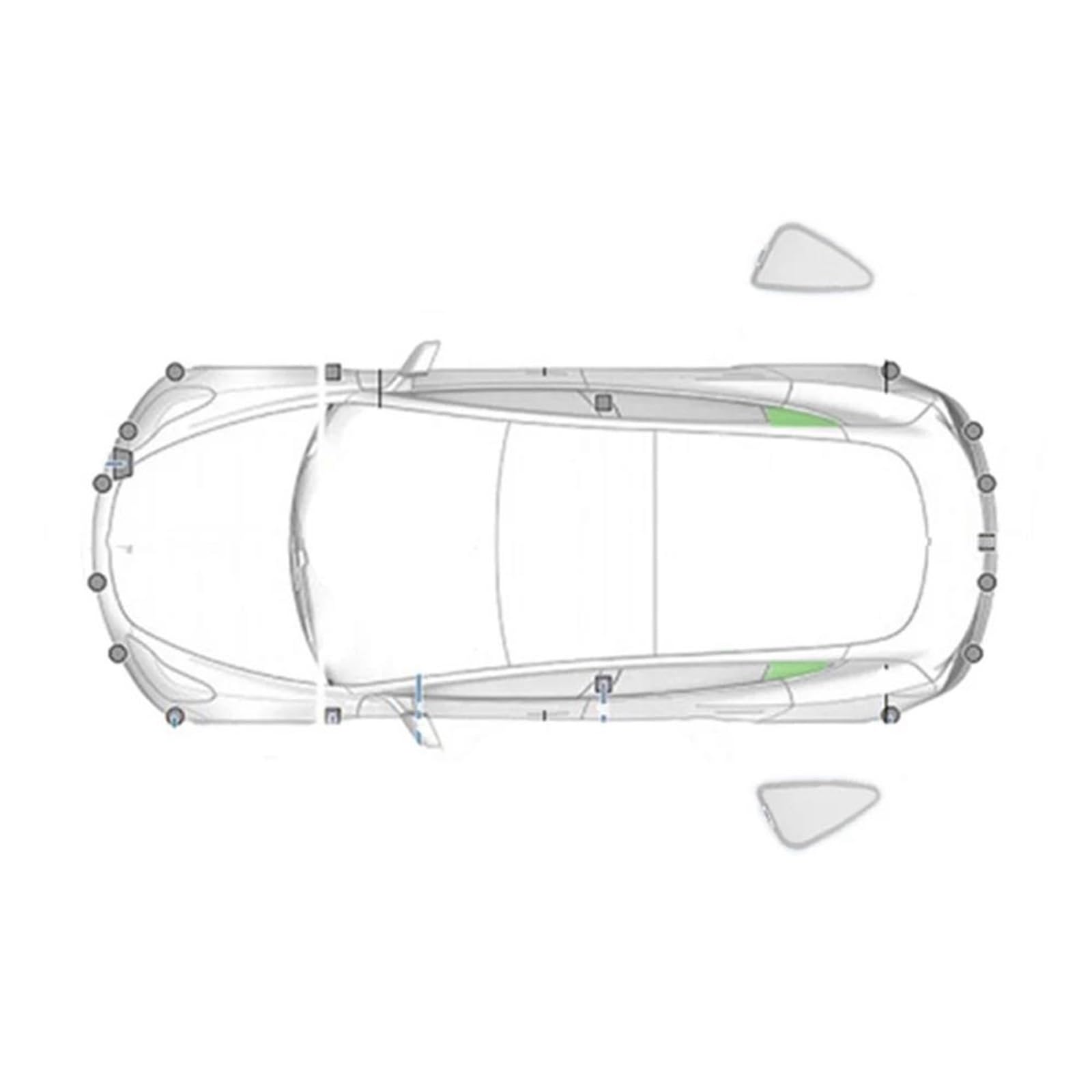 Sonnenschutz Sonnenschutz Aus Silberbeschichtetem Stoff Für Tesla Für Modell Y 2020-2023 Sichtschutz Für Seitenfenster Jalousie Beschattung Campingzubehör Auto Sonnenschutz(2PCS Triangular) von DZSMACHENGSM