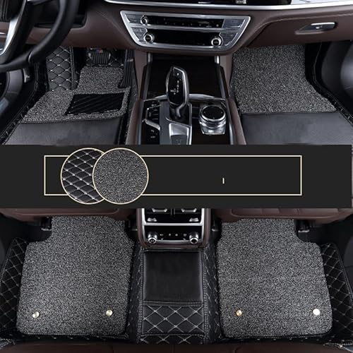 Auto-Fußmatte 7 Sitze Custom Doppel Schicht Auto Fußmatten Für Mercedes Für Benz EQB 2021 2022 2023 Auto Zubehör Pads Fuß Teppich Autoteppich(Black Grey) von DZSMSRTG