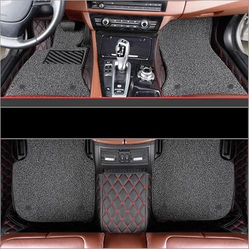 Auto-Fußmatte Auto-Fußmatten Für Benz SL-Klasse R231 2013–2018 Doppelschichtige Auto-Fußpolster Individuelle Teppiche Innenzubehör, Teile Autoteppich(Black-Red-Grey) von DZSMSRTG