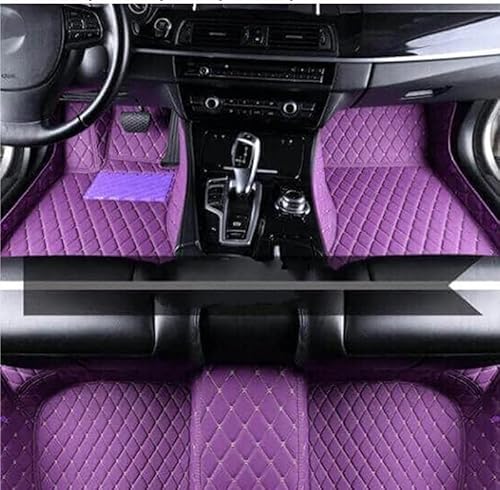 Auto-Fußmatte Auto Fußmatten Für Boxster 987 2005-2012 2 Sitz Roadster Leder Katze Matt Griff Handbremse Auto Zubehör Autoteppich(LHD Purple) von DZSMSRTG