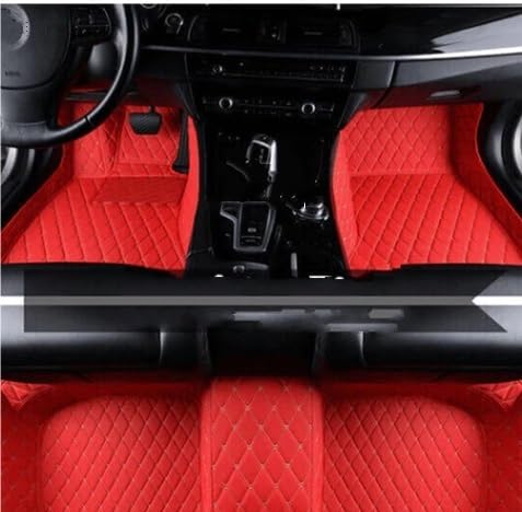 Auto-Fußmatte Auto Fußmatten Für Boxster 987 2005-2012 2 Sitz Roadster Leder Katze Matt Griff Handbremse Auto Zubehör Autoteppich(LHD Racing Red) von DZSMSRTG