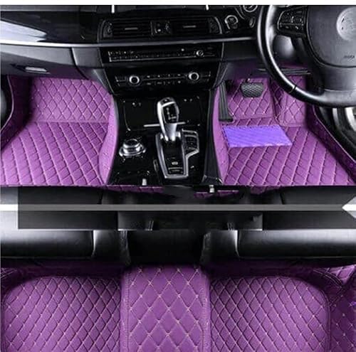 Auto-Fußmatte Auto Fußmatten Für Boxster 987 2005-2012 2 Sitz Roadster Leder Katze Matt Griff Handbremse Auto Zubehör Autoteppich(RHD Purple) von DZSMSRTG