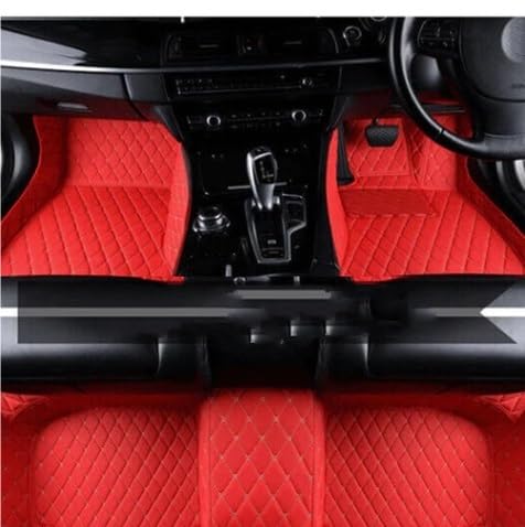 Auto-Fußmatte Auto Fußmatten Für Boxster 987 2005-2012 2 Sitz Roadster Leder Katze Matt Griff Handbremse Auto Zubehör Autoteppich(RHD Racing Red) von DZSMSRTG