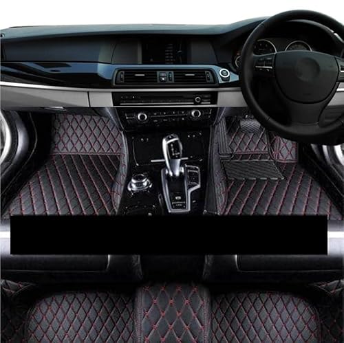 Auto-Fußmatte Auto Fußmatten Für Hyundai I35 Für Elantra Für Avante MD UD 2011-2016 Leder Matte Teppich Luxus Teppich Auto Innen Autoteppich(RHD Black Red) von DZSMSRTG