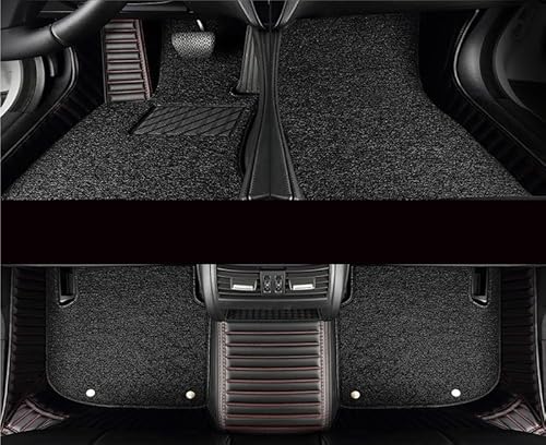 Auto-Fußmatte Zweischichtige Gestreifte PU-Leder-Auto-Bodenmatte Für Mercedes S204 C-Klasse 2010–2013 Innen-Autozubehör-Teppich Autoteppich(Style 7) von DZSMSRTG