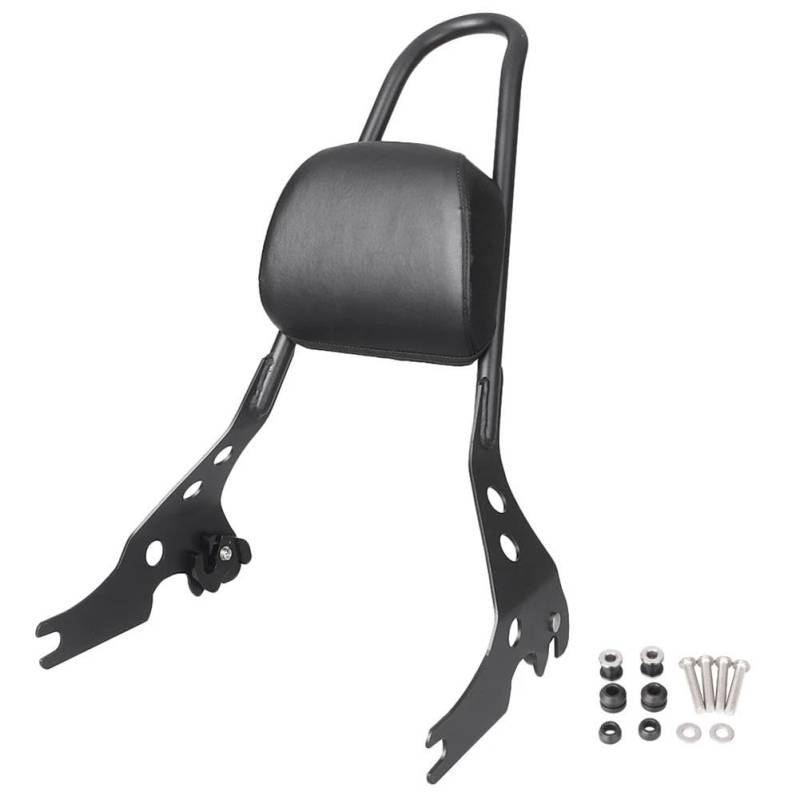 Gepäckträger Motorrad Hinten Sissy Bar Rückenlehne Gepäck Rack Fleck W/Pad Für Davidson Für Straße 500/750 2015 2016 2017 Chrom/schwarz Motorrad Heckgepäck Gepäckträger(Schwarz) von DZSMSRTG