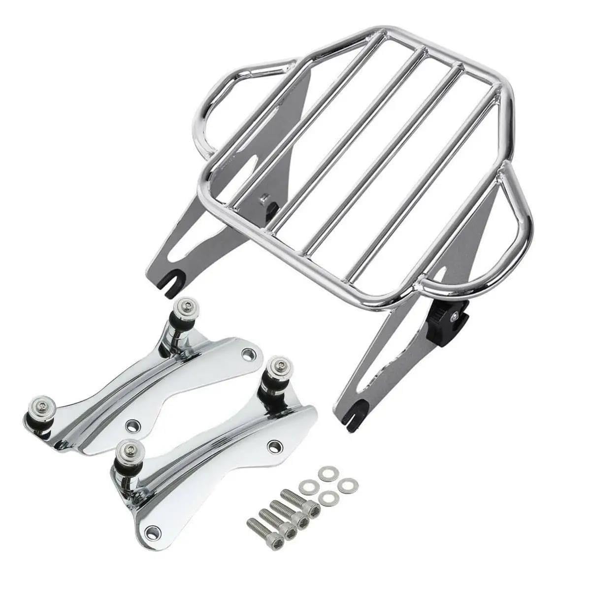 Gepäckträger Motorrad-Paket Kofferraum Gepäckträger Für Für Touring Für Road King Für Street Glide Für Road Glide 2009-2013 Motorrad Heckgepäck Gepäckträger(Chrome) von DZSMSRTG