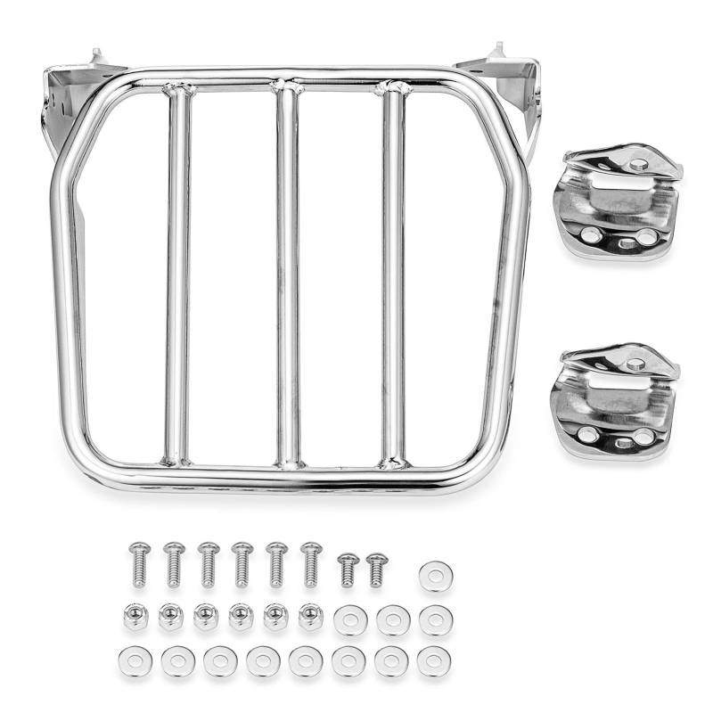 Gepäckträger Motorräder Hinten Sport Gepäck Rack Für Sissy Bar Für Softail FLDE FLHC FLHCS FLSL FXBB FXBBS Und FXST Modelle 2018-2024 Motorrad Heckgepäck Gepäckträger(Silber) von DZSMSRTG