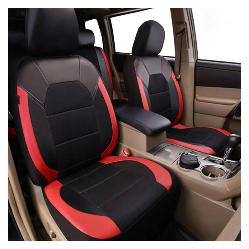 Autositzbezüge Autositzbezug Für Alle Modelle Für Civic Für Fit Für CRV XRV Für Accord Für Odyssey Für Jazz Für City Leder Atmungsaktiver Stoff Autozubehör Auto Sitzschoner(2 Black Red front) von DZSQEGBX