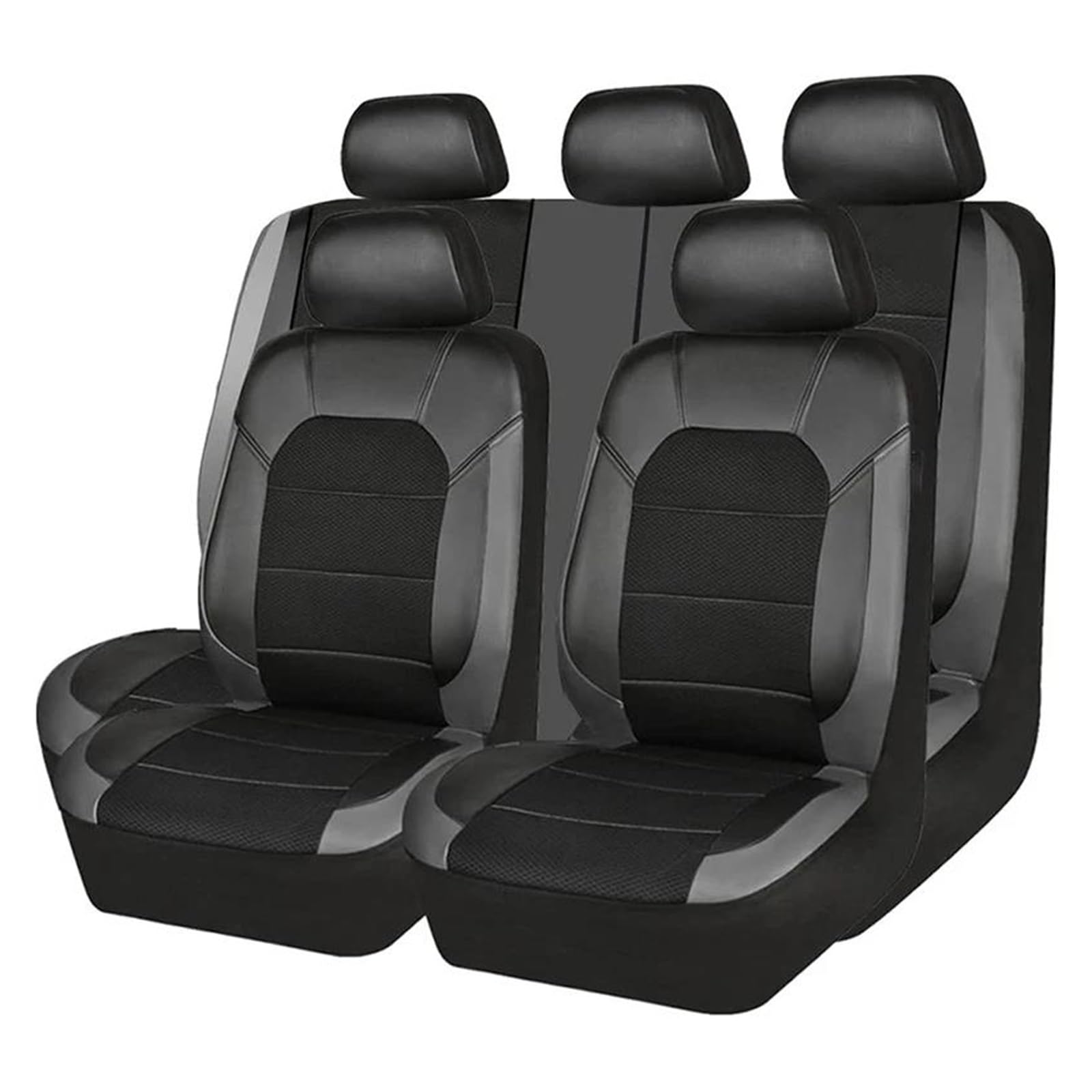 Autositzbezüge Für Mitsubishi Alle Modelle Für Outlander Für Pajero Für Grandis ASX Für Pajero Sport Für Lancer Für Galant Für Lancer-ex Autositzbezug Leder Auto Sitzschoner(5 seats Black grey) von DZSQEGBX