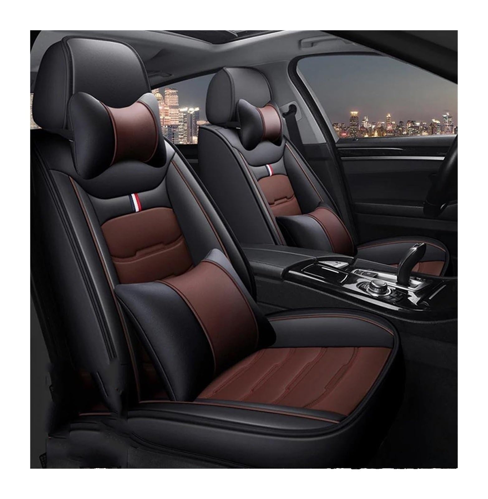 DZSQEGBX Autositzbezüge 5 Sitz Auto Sitzbezüge Für Jeep Für Cherokee Für Kompass Für Renegade Auto Zubehör Sitz Protektoren Auto Sitzschoner(Luxury Black Coffee) von DZSQEGBX