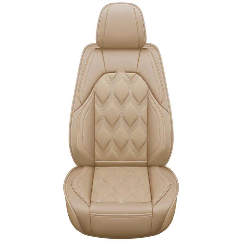 DZSQEGBX Autositzbezüge 5 Sitze Leder Auto Sitzbezug Für Alle Medels Für A6L R8 Q3 Q5 Q7 S4 RS TT Für Quattro A7 A8 A3 A4 A5 Auto Zubehör Auto Sitzschoner(Beige) von DZSQEGBX