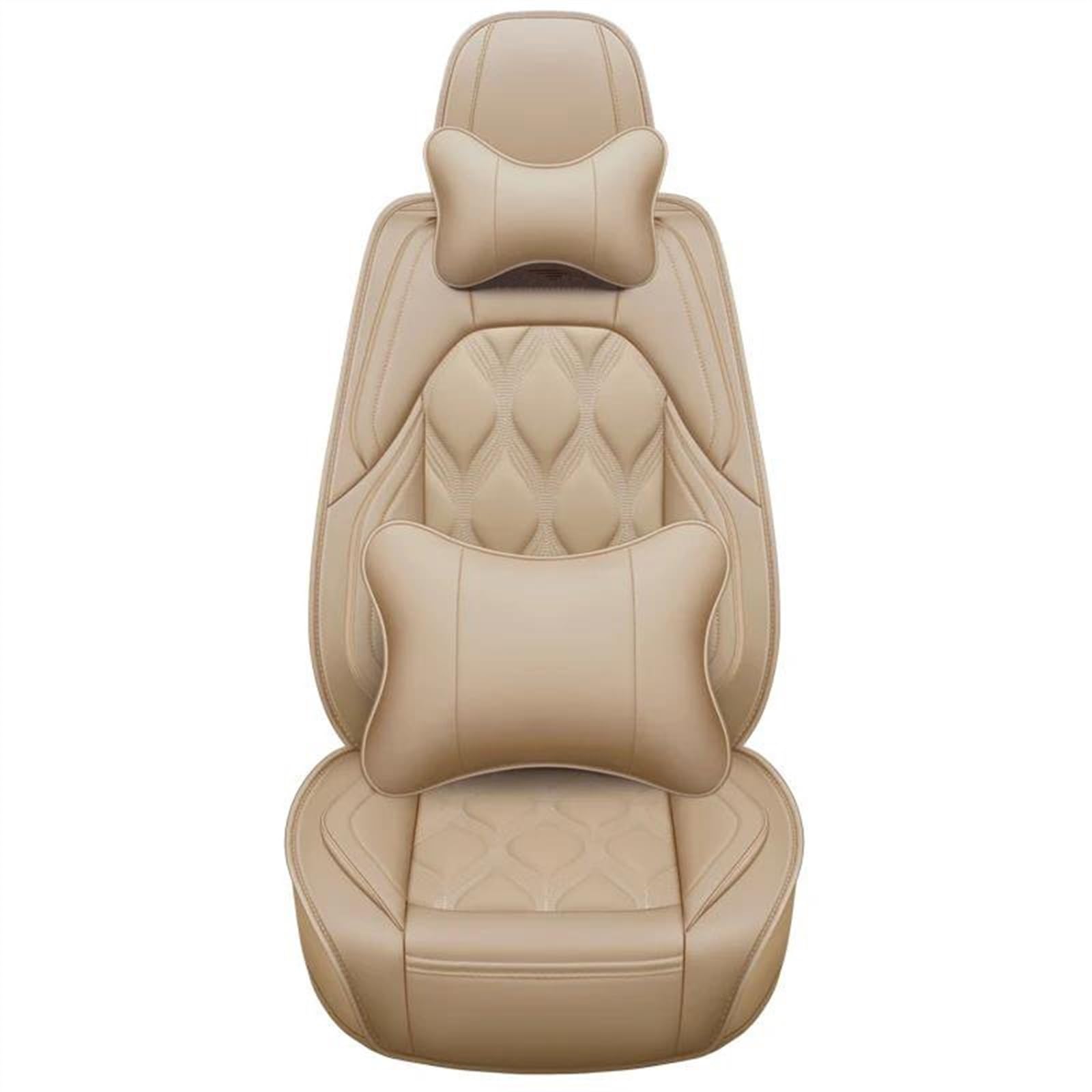 DZSQEGBX Autositzbezüge 5 Sitze Leder Auto Sitzbezug Für Alle Medels Für A6L R8 Q3 Q5 Q7 S4 RS TT Für Quattro A7 A8 A3 A4 A5 Auto Zubehör Auto Sitzschoner(Beige Pillow) von DZSQEGBX