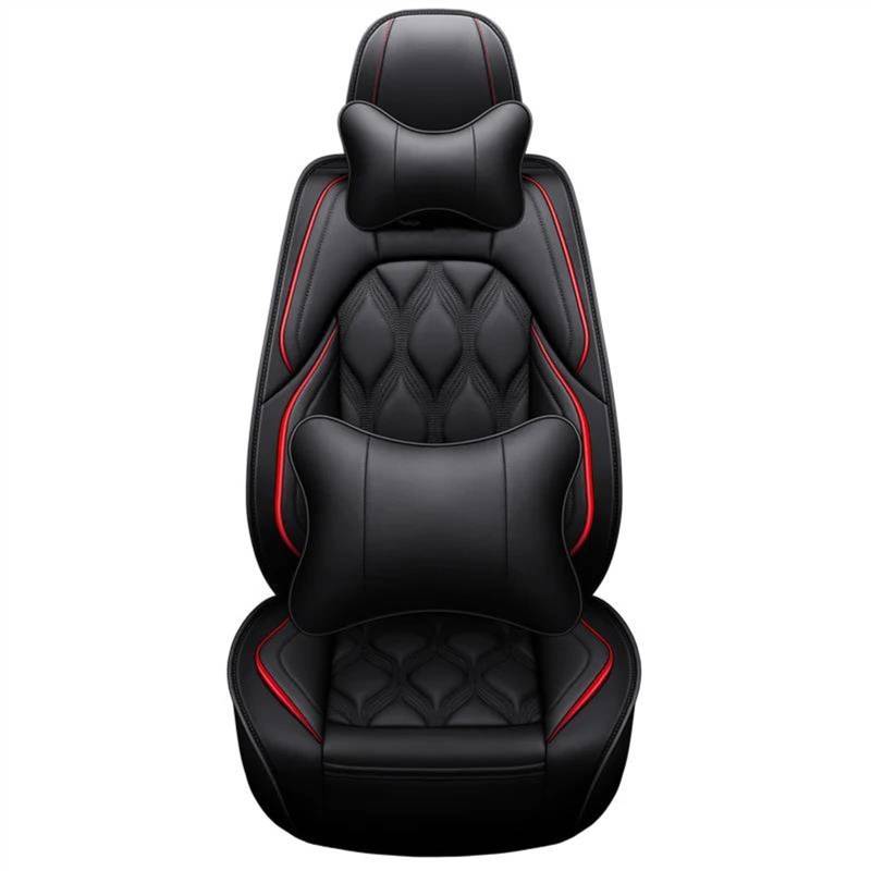 DZSQEGBX Autositzbezüge 5 Sitze Leder Auto Sitzbezug Für Alle Medels Für A6L R8 Q3 Q5 Q7 S4 RS TT Für Quattro A7 A8 A3 A4 A5 Auto Zubehör Auto Sitzschoner(Black Pillow) von DZSQEGBX