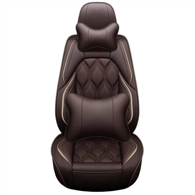 DZSQEGBX Autositzbezüge 5 Sitze Leder Auto Sitzbezug Für Alle Medels Für A6L R8 Q3 Q5 Q7 S4 RS TT Für Quattro A7 A8 A3 A4 A5 Auto Zubehör Auto Sitzschoner(Coffee Pillow) von DZSQEGBX