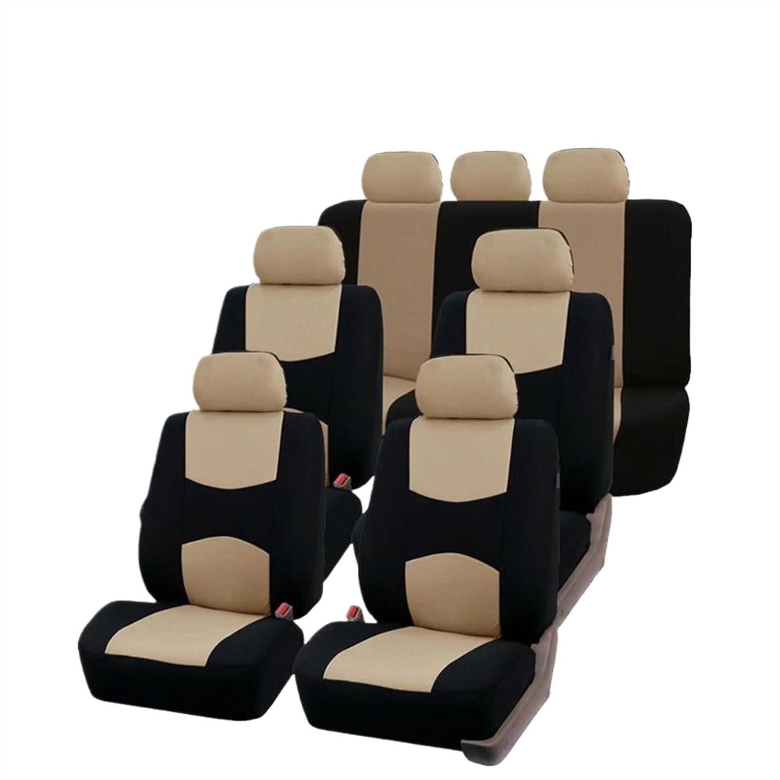 DZSQEGBX Autositzbezüge 9 Stück Universal-Autositzbezüge Für Mazda 3 Four Seasons Universelles Innenzubehör Autositzschutz Auto Sitzschoner(7 Seats- Beige) von DZSQEGBX